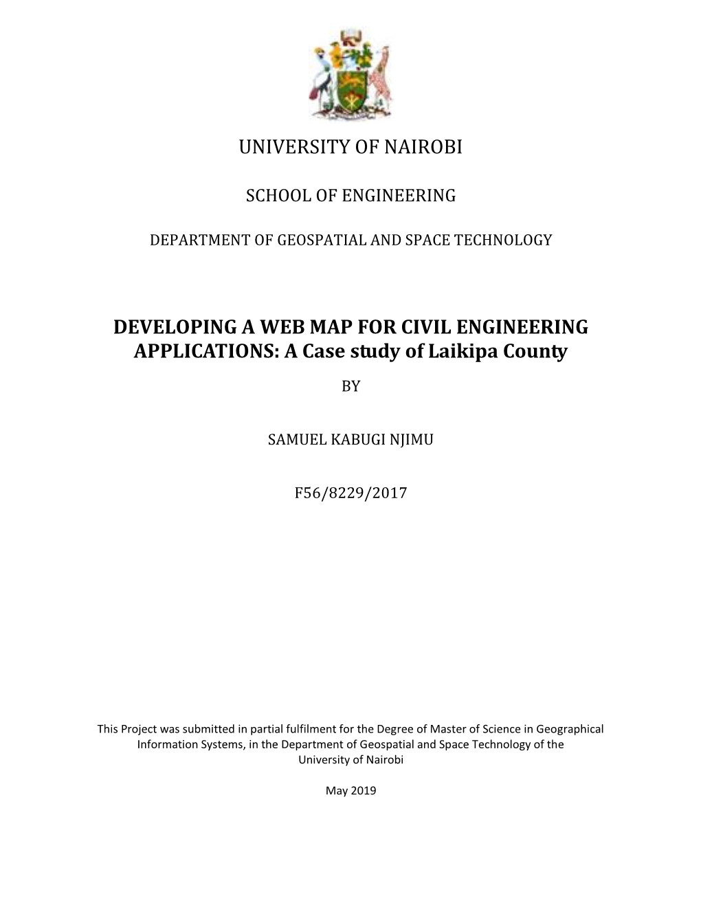 DEVELOPING a WEB MAP for CIVIL ENGINEERING APPLICATIONS: a Case Study of Laikipa County