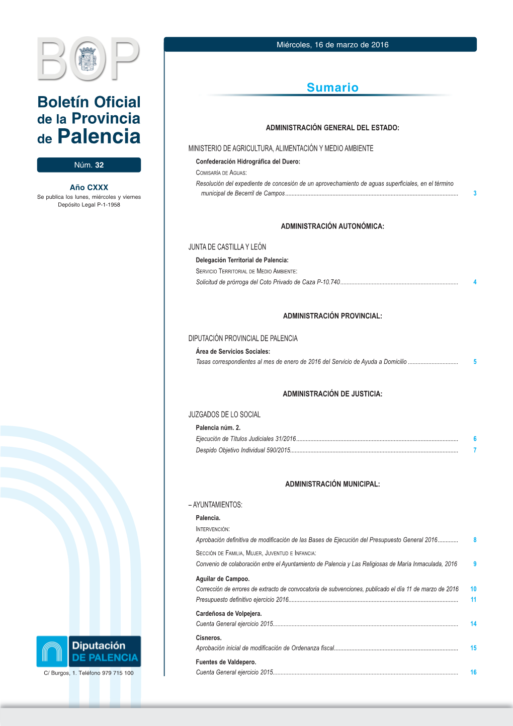 De Palencia MINISTERIO DE AGRICULTURA, ALIMENTACIÓN Y MEDIO AMBIENTE