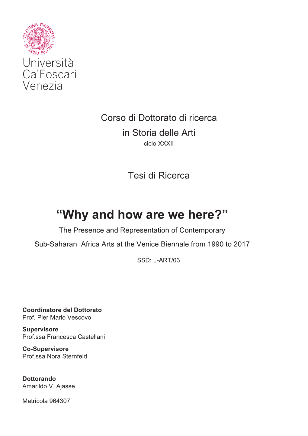 “Why and How Are We Here?” the Presence and Representation of Contemporary Sub-Saharan Africa Arts at the Venice Biennale from 1990 to 2017