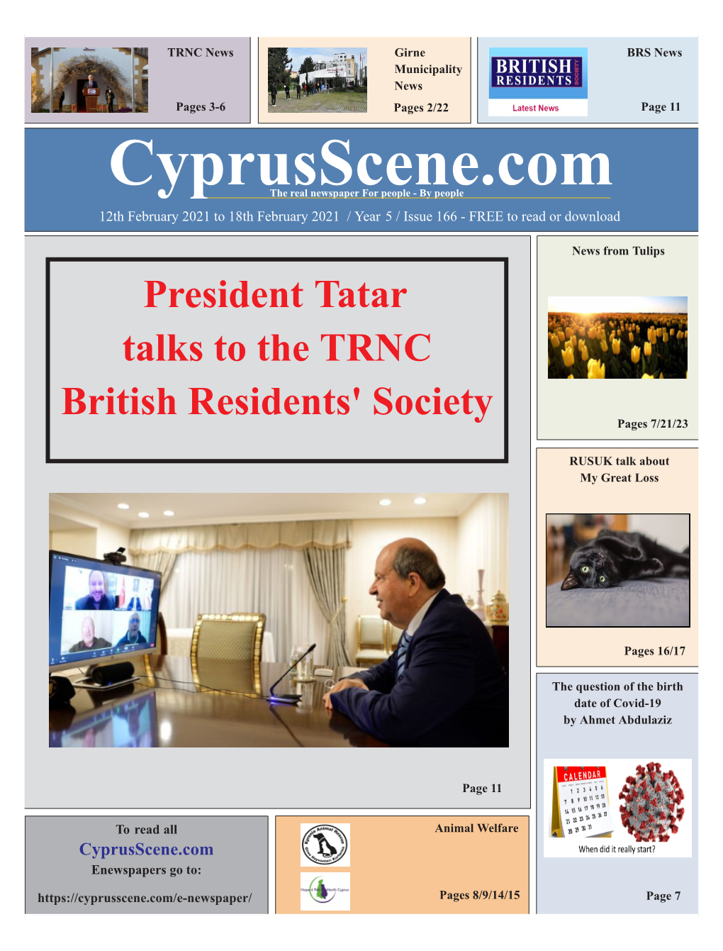 President Tatar Talks to the TRNC British Residents' Society Pages 7/21/23