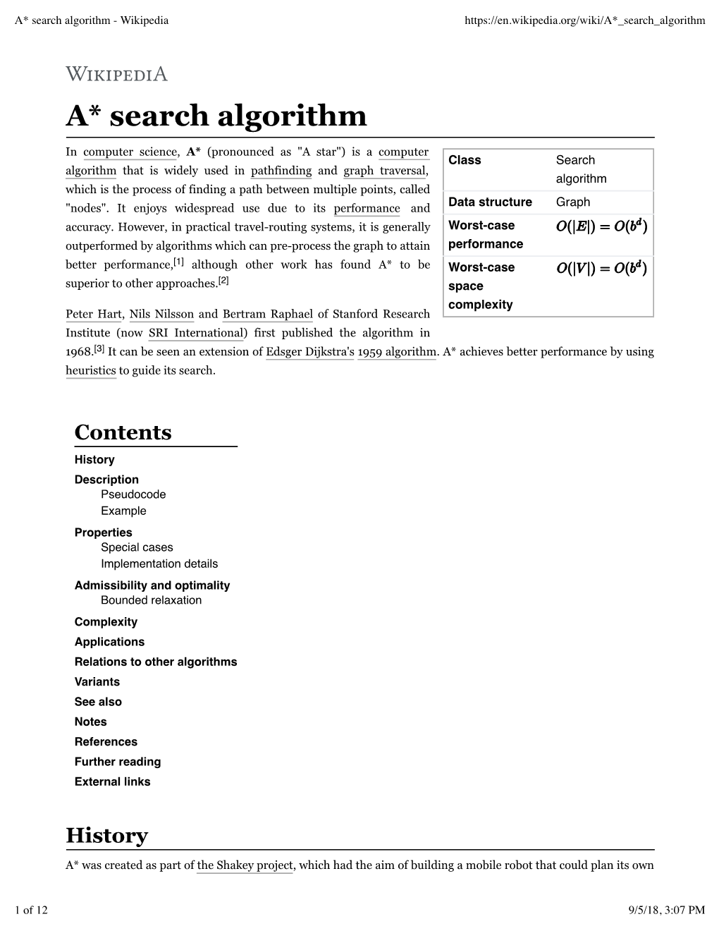 A* Search Algorithm - Wikipedia