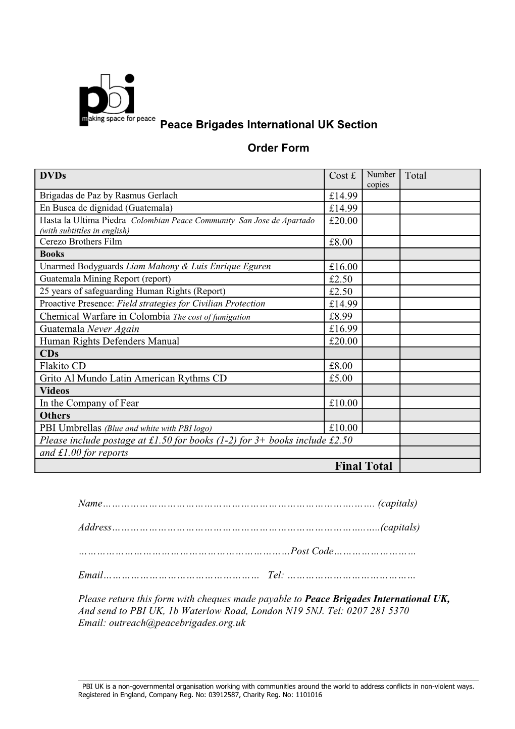 Peace Brigades International UK Section