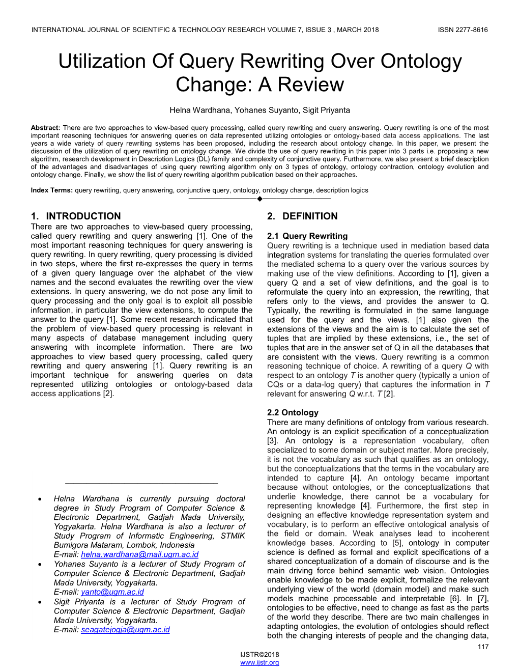 Utilization of Query Rewriting Over Ontology Change: a Review