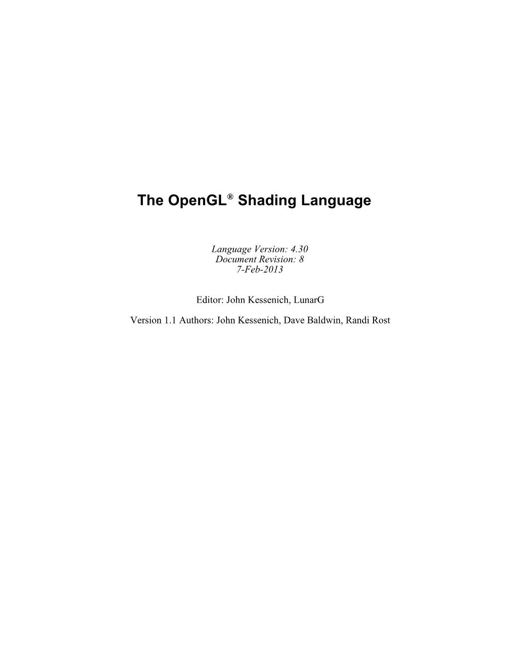 The Opengl Shading Language