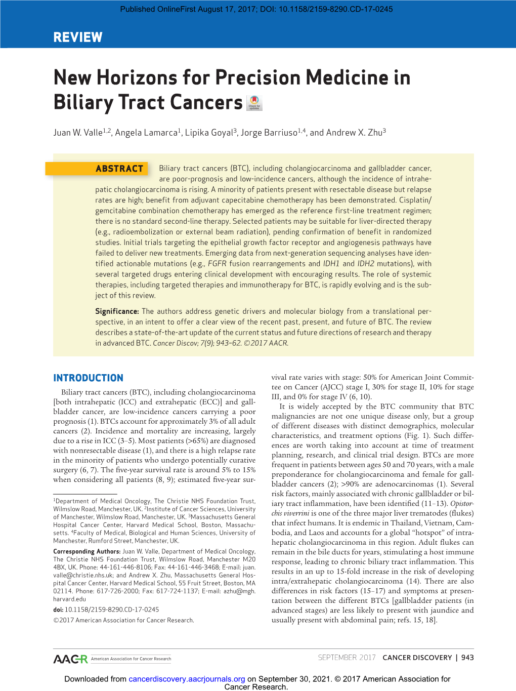 New Horizons for Precision Medicine in Biliary Tract Cancers