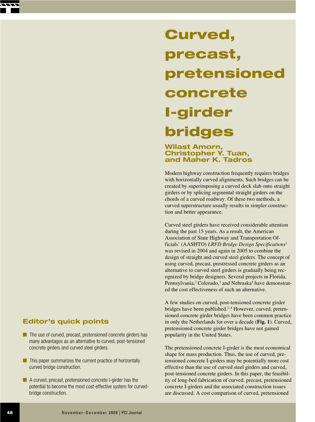 Curved Precast, Pretensioned Concrete I-Girder Bridges, Amorn