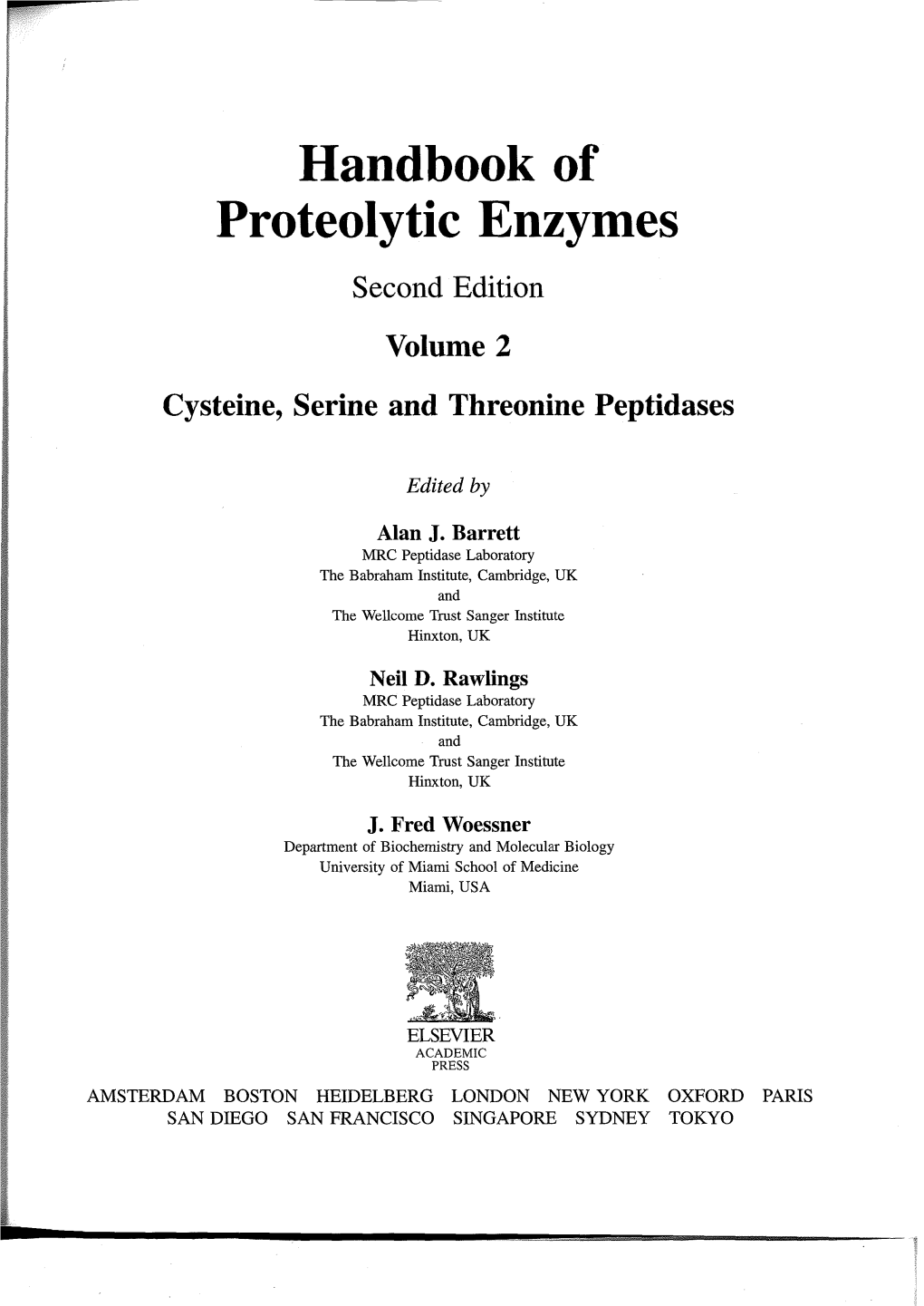 Handbook of Proteolytic Enzymes Second Edition Volume 2 Cysteine, Serine and Threonine Peptidase S