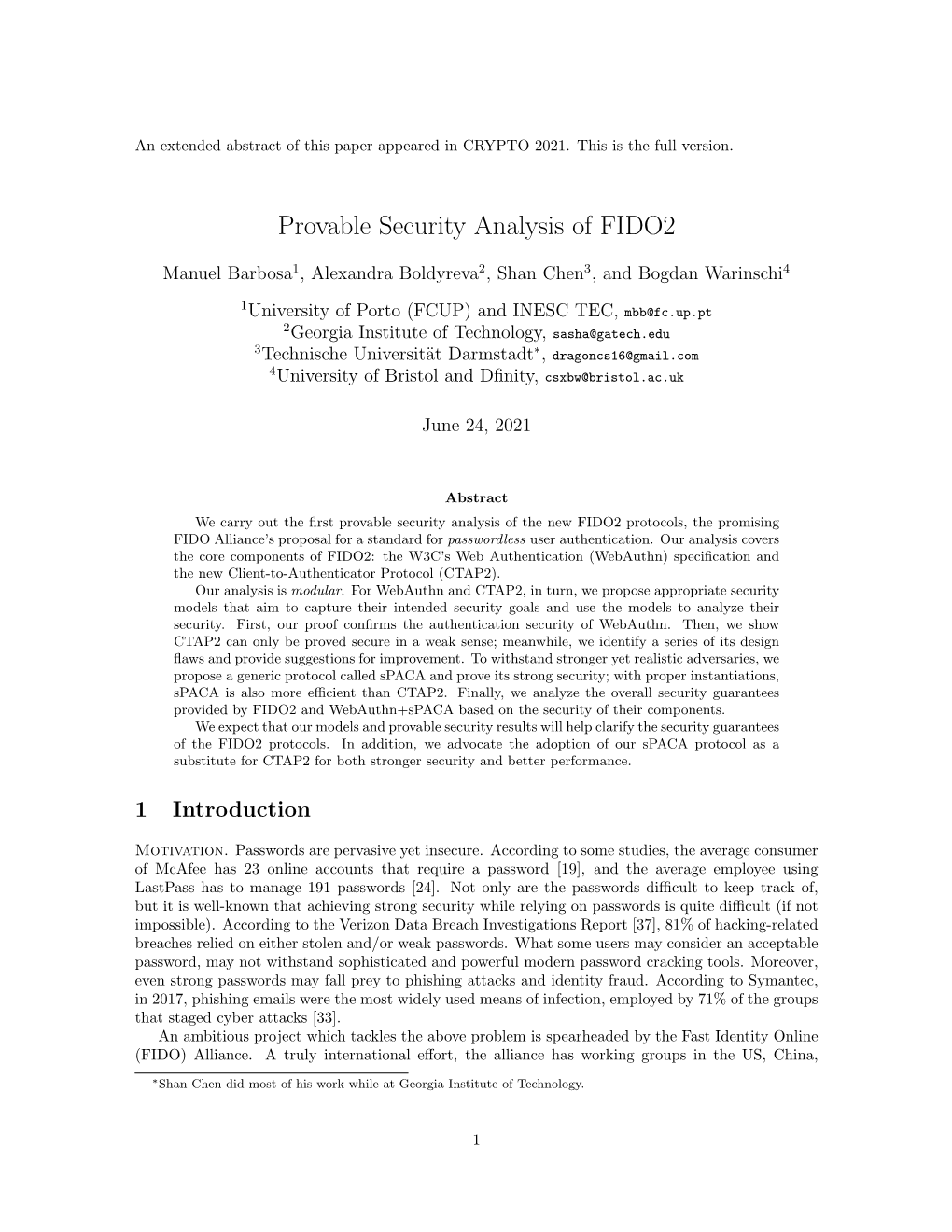 Provable Security Analysis of FIDO2