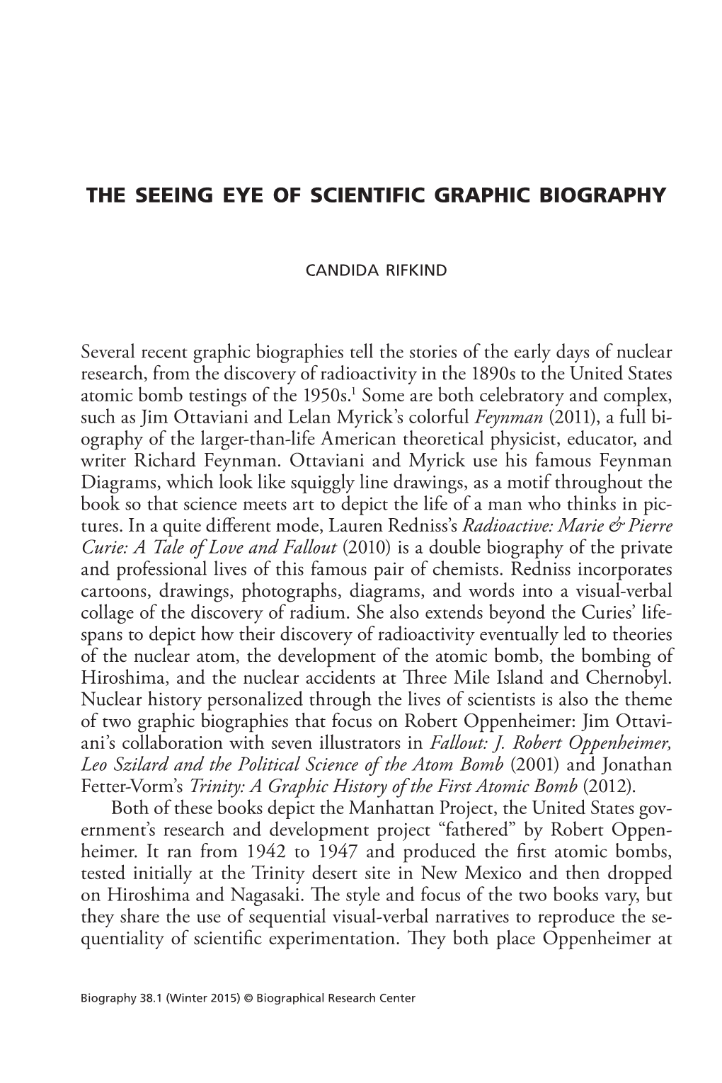 The Seeing Eye of Scientific Graphic Biography