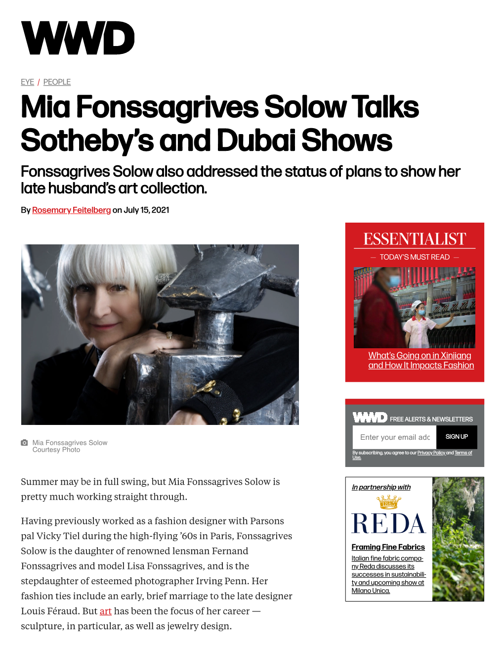 Mia Fonssagrives Solow Talks Sotheby's and Dubai Shows