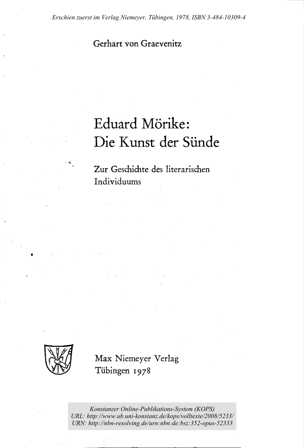Eduard Mörike: Die Kunst Der Sünde