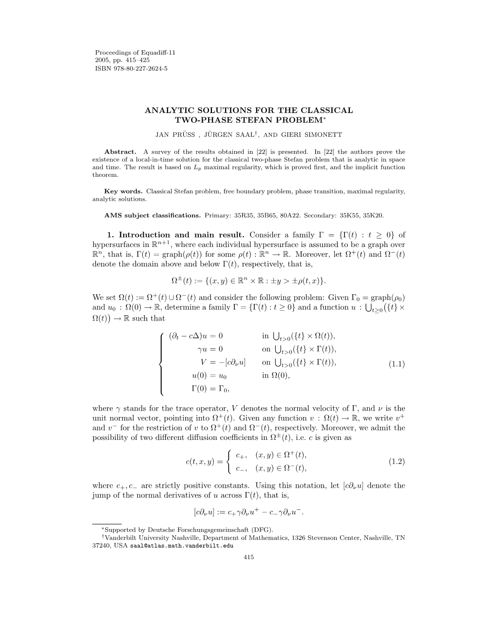 Analytic Solutions for the Classical Two-Phase Stefan Problem∗