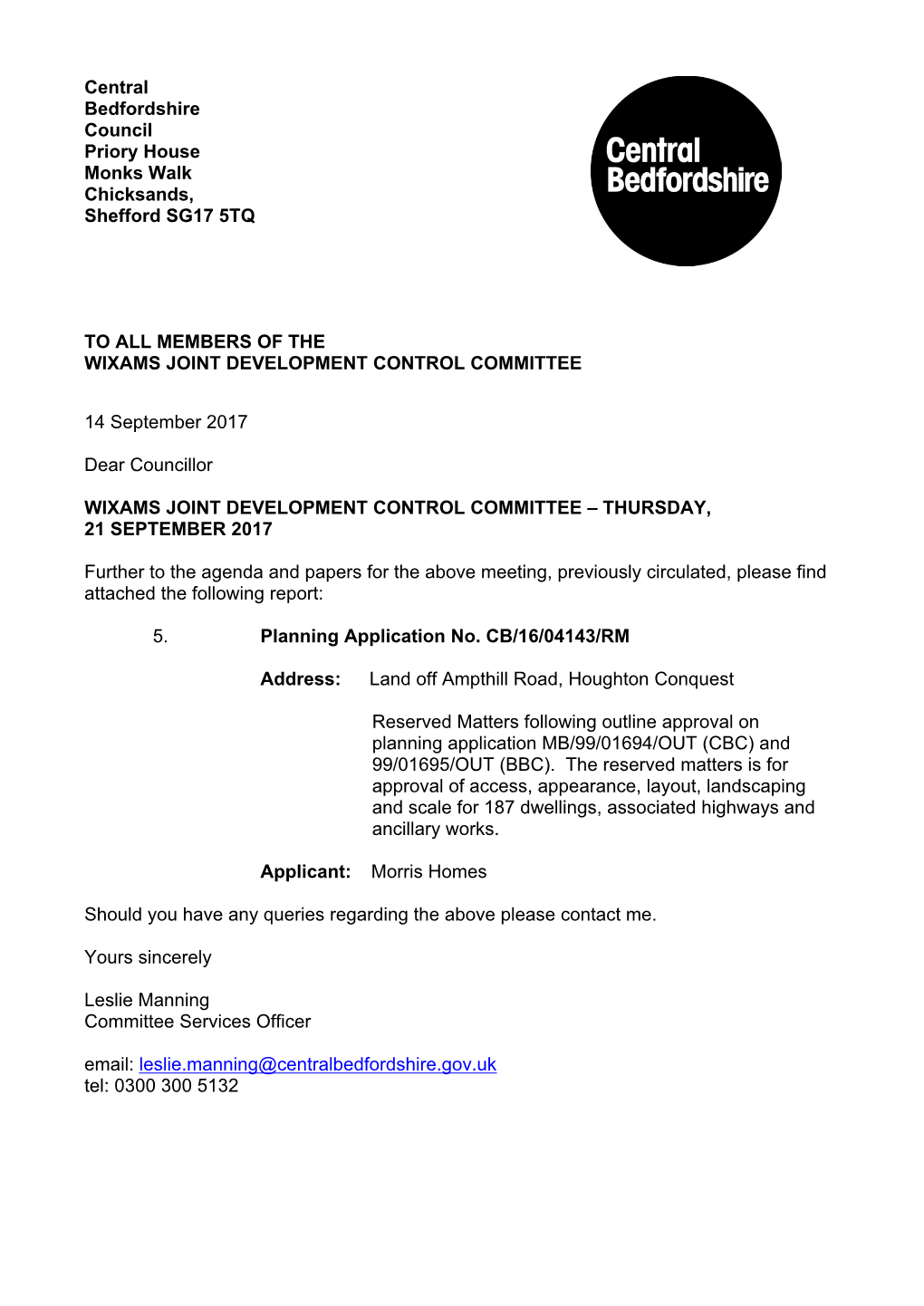 (Public Pack)Planning Application CB/16/04143/RM Agenda