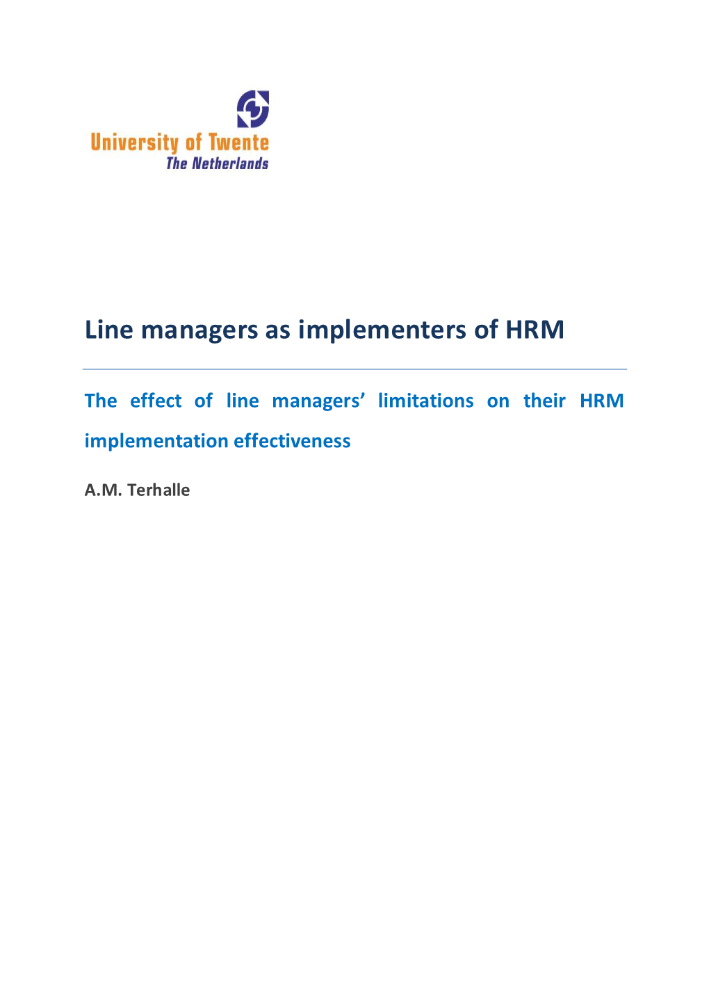 Line Managers As Implementers of HRM