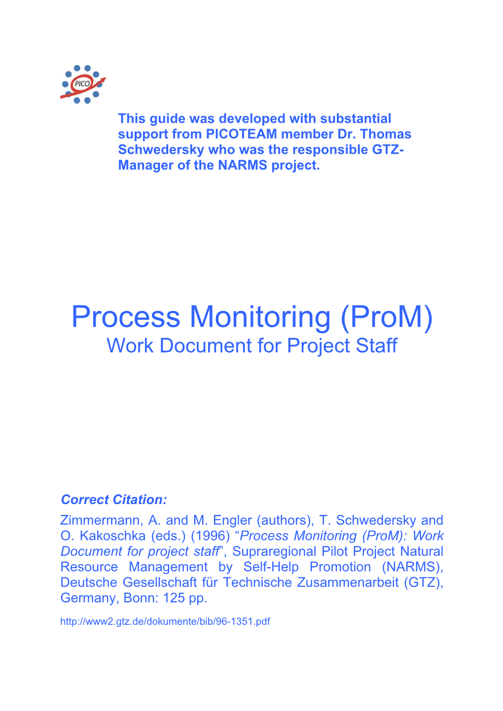 Process Monitoring (Prom) Work Document for Project Staff