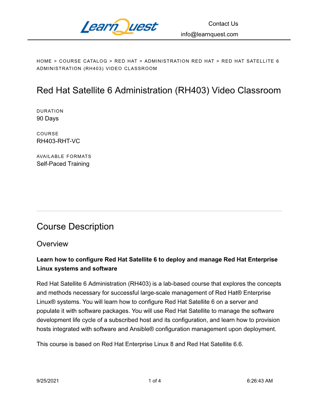 Red Hat Satellite 6 Administration (Rh403) Video Classroom