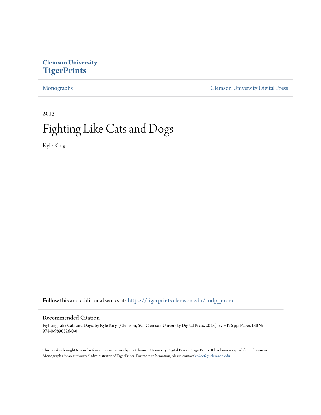 Fighting Like Cats and Dogs Kyle King