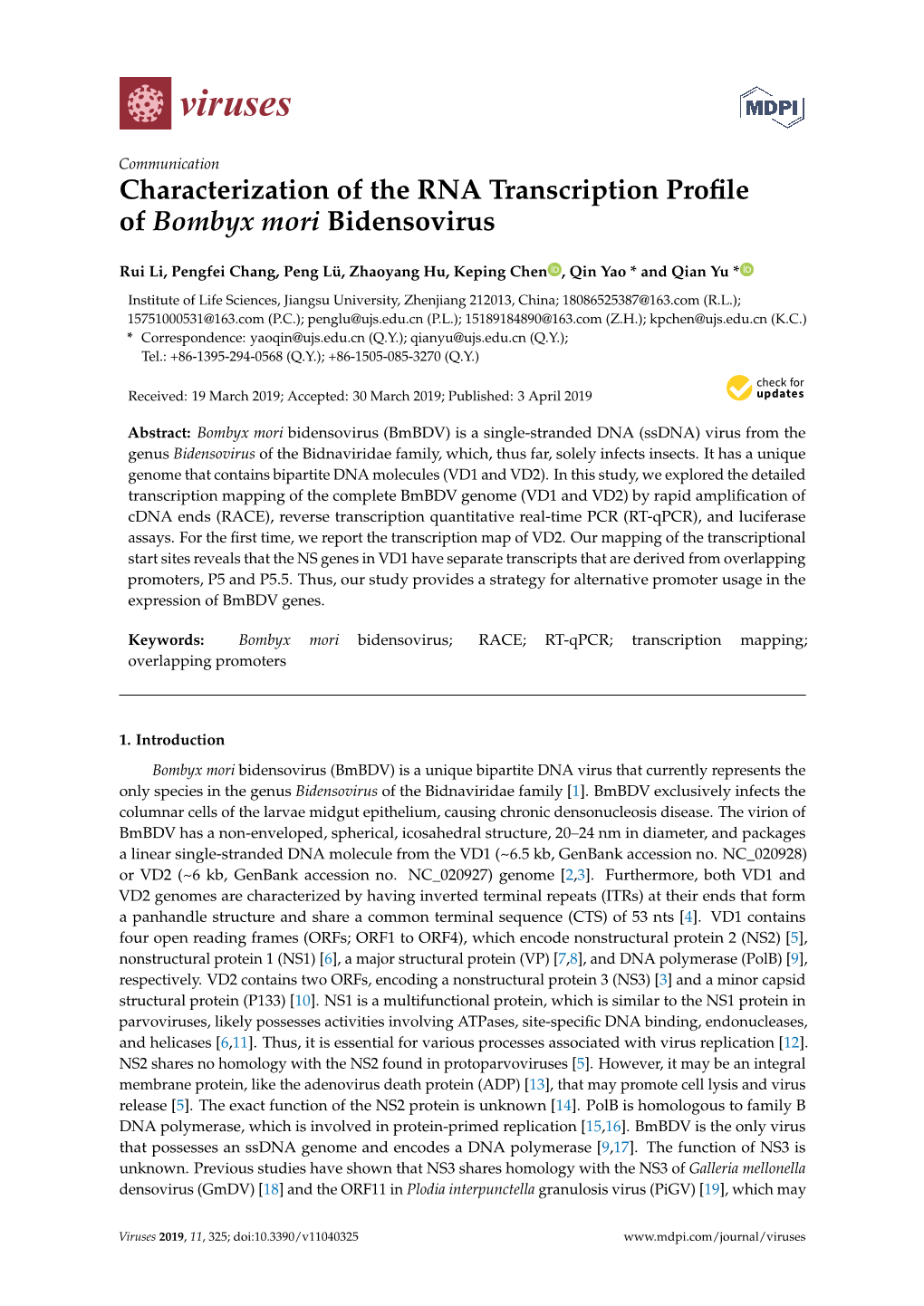 Characterization of the RNA Transcription Profile of Bombyx