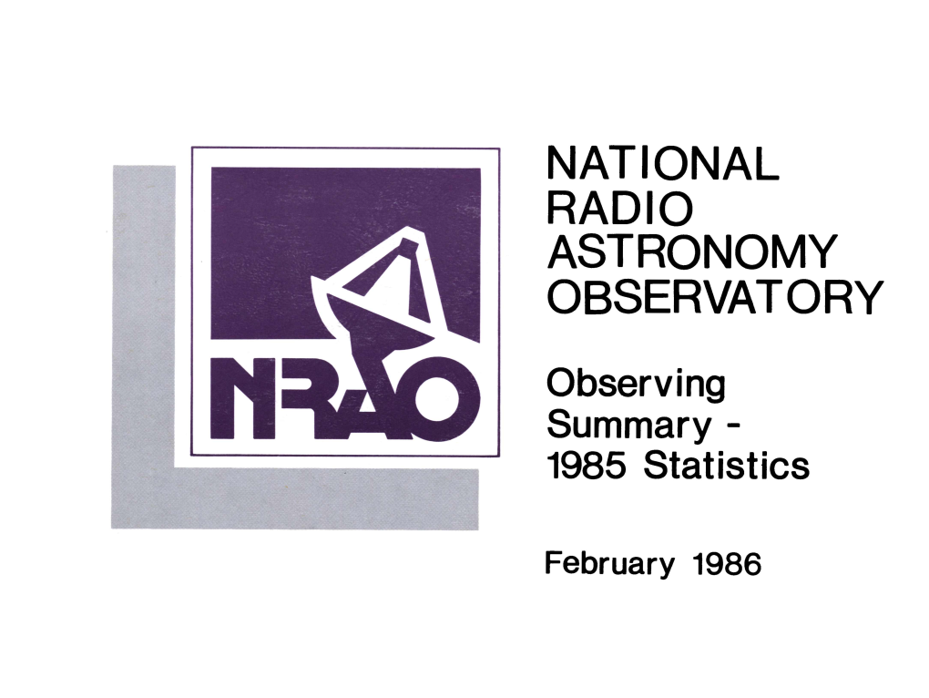 Observing Summary - 1985 Statistics