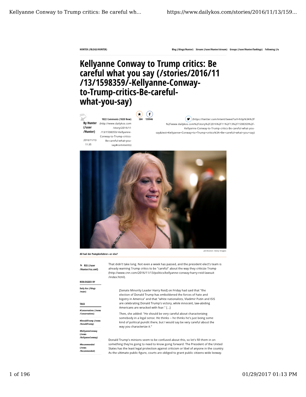 Kellyanne Conway to Trump Critics: Be Careful Wh