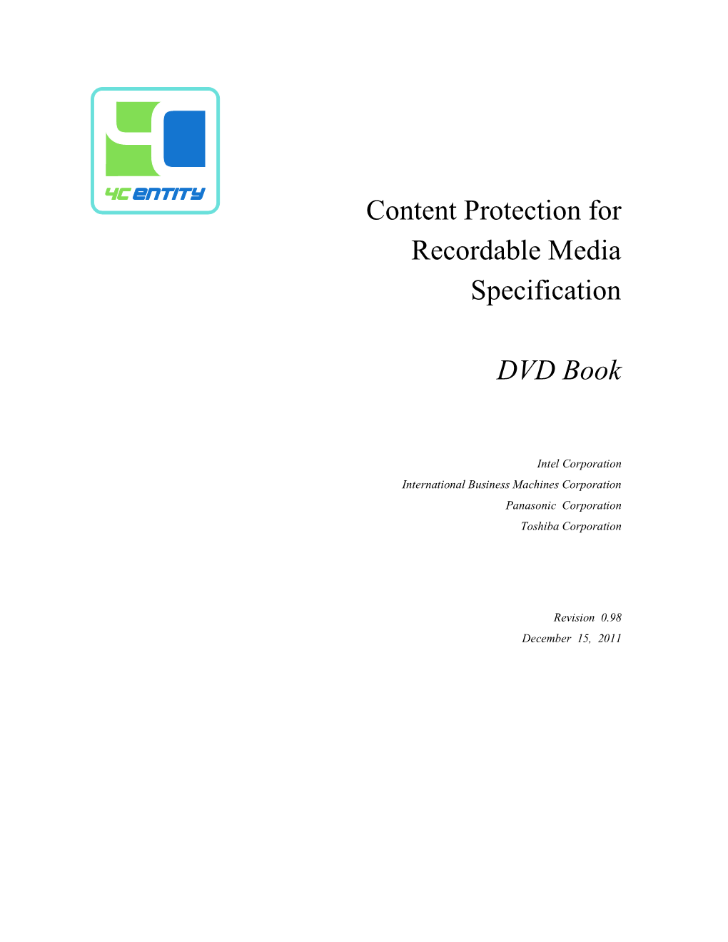 Content Protection for Recordable Media DVD Book