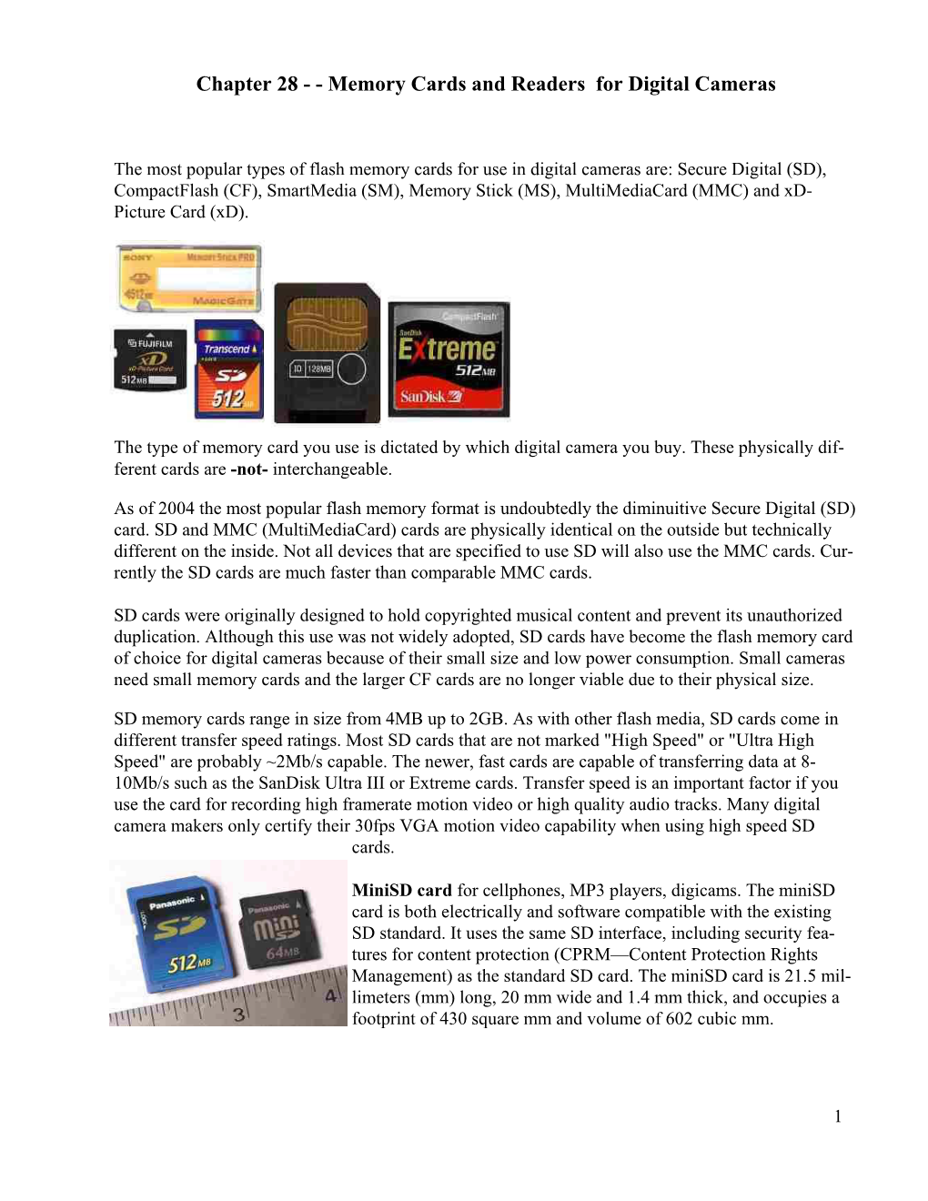 Chapter 28 Memory Cards and Readers for Digital Cameras