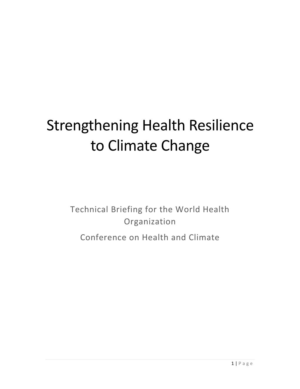 Strengthening Health Resilience to Climate Change