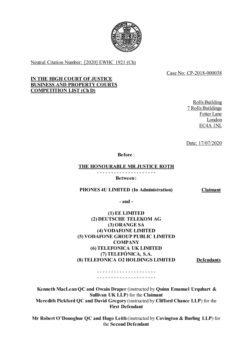 High Court Judgment Template