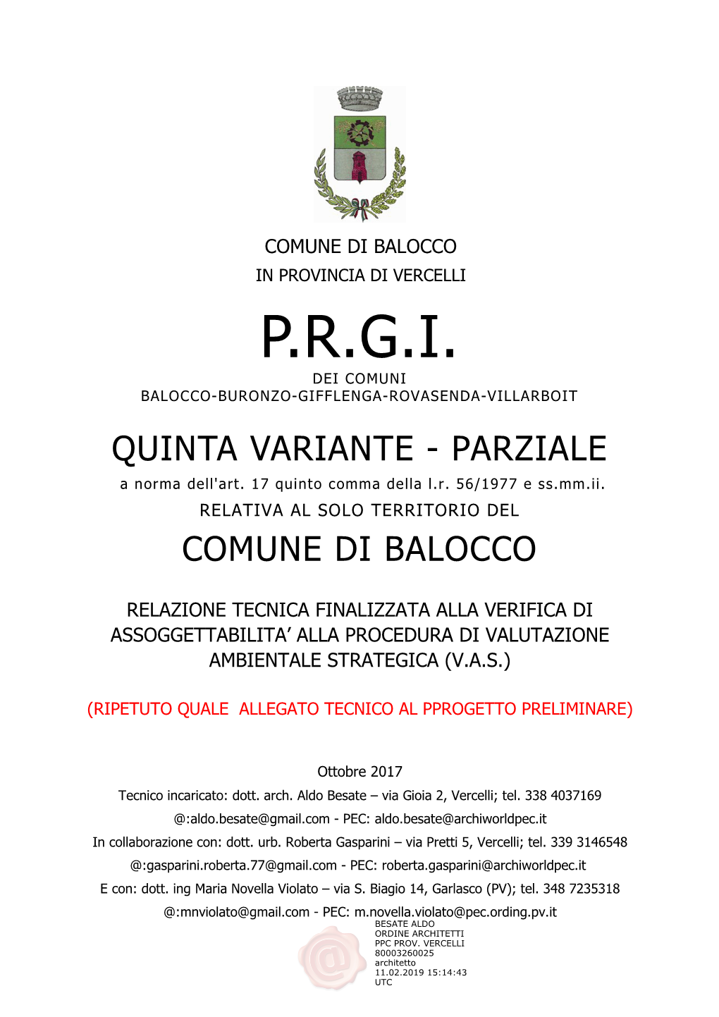 Balocco PRGI VAR5 Verifica