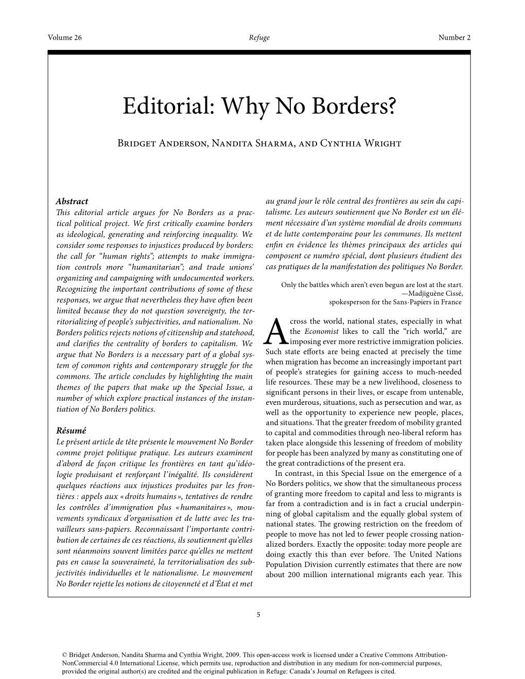Why No Borders?