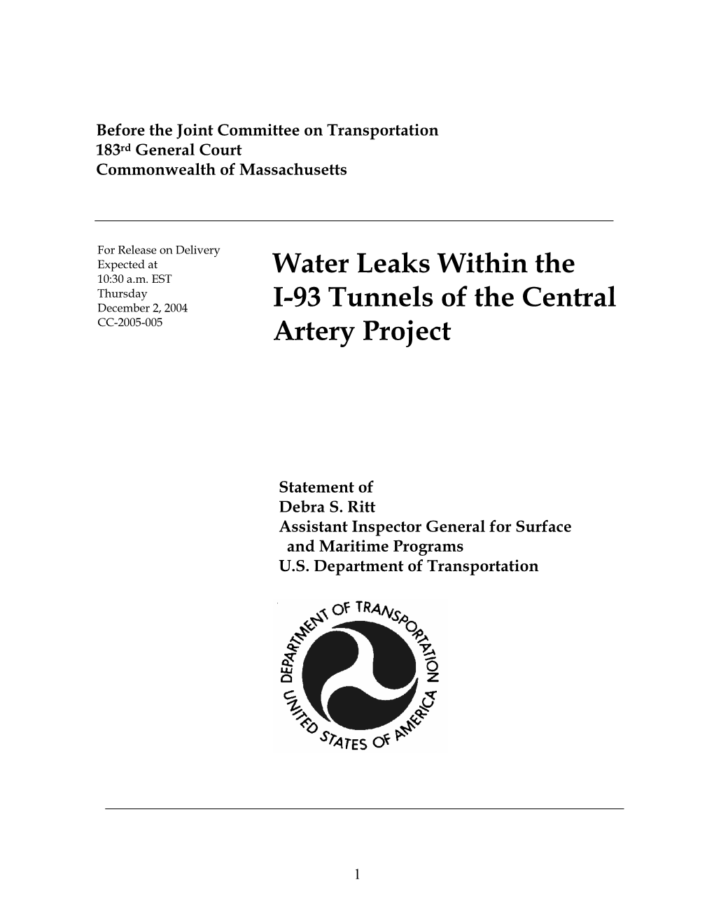 Water Leaks Within the I-93 Tunnels of the Central Artery Project