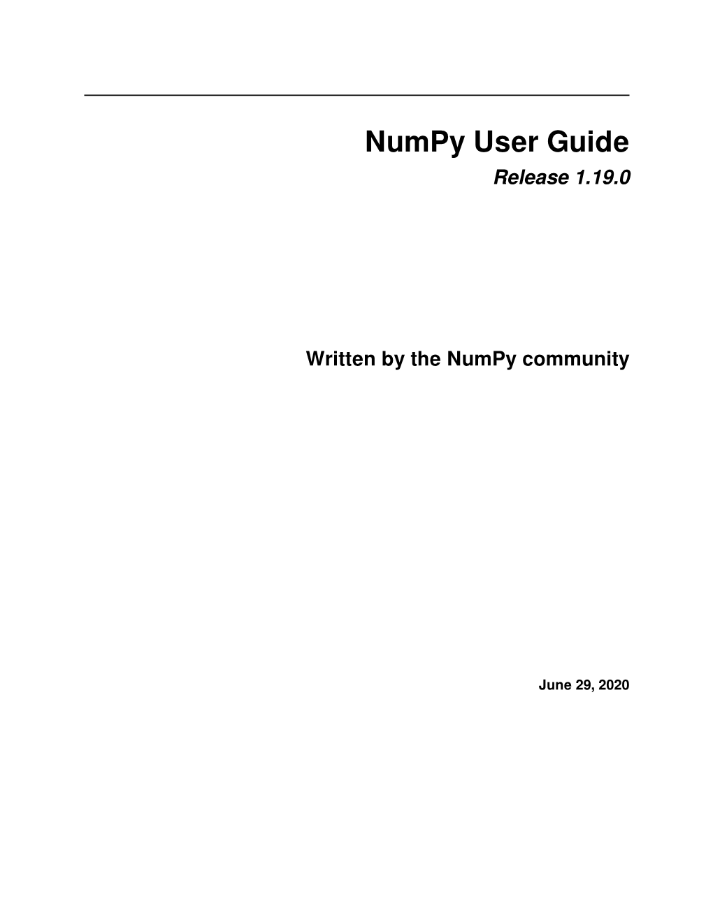 Numpy User Guide Release 1.19.0