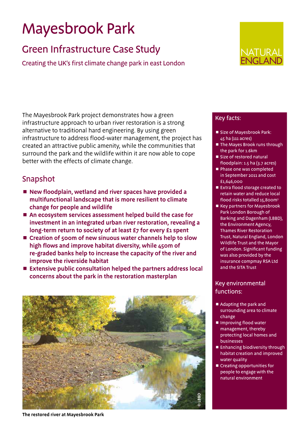 Mayesbrook Park Green Infrastructure Case Study Creating the UK’S First Climate Change Park in East London