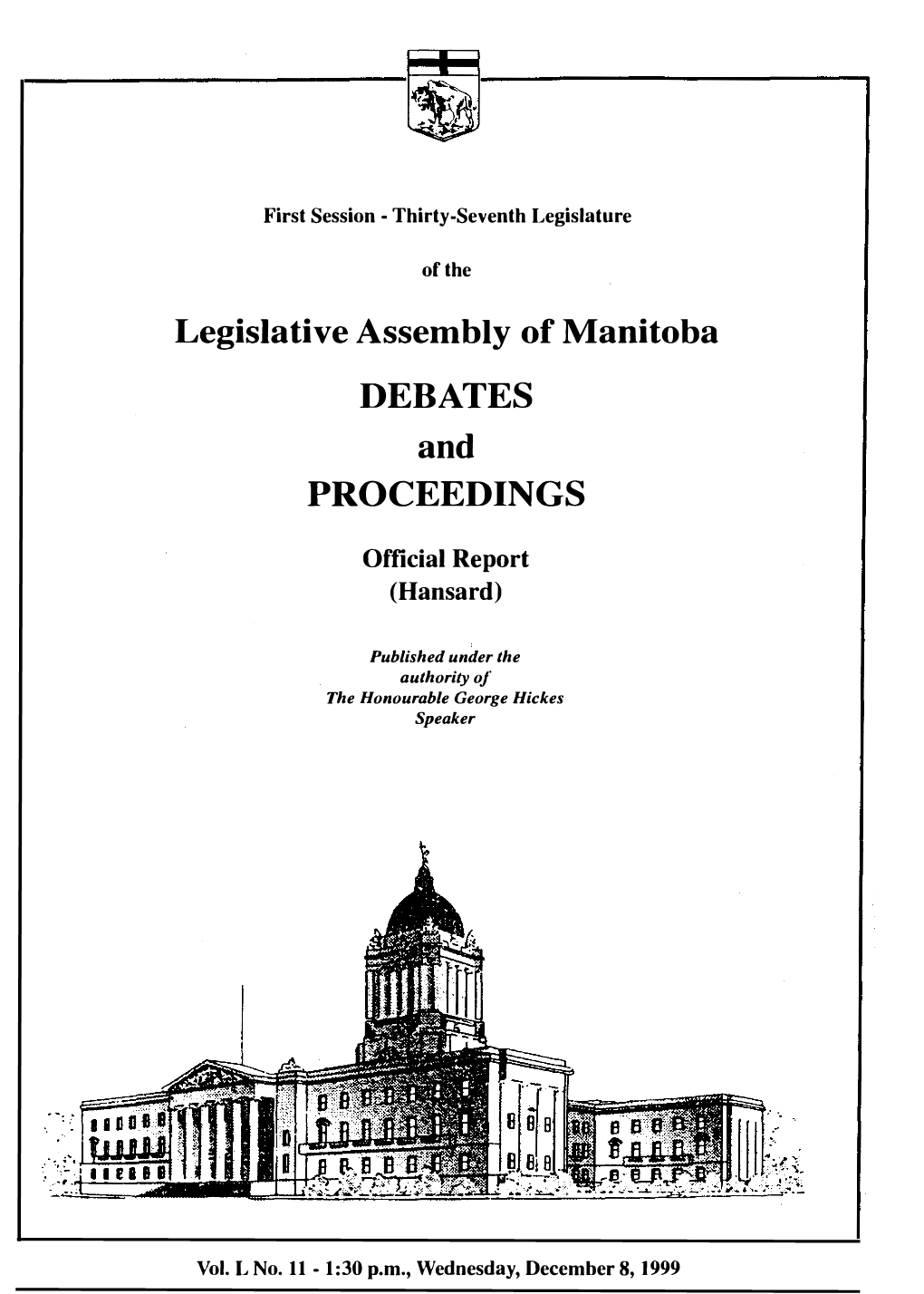 Legislative Assembly of Manitoba DEBATES