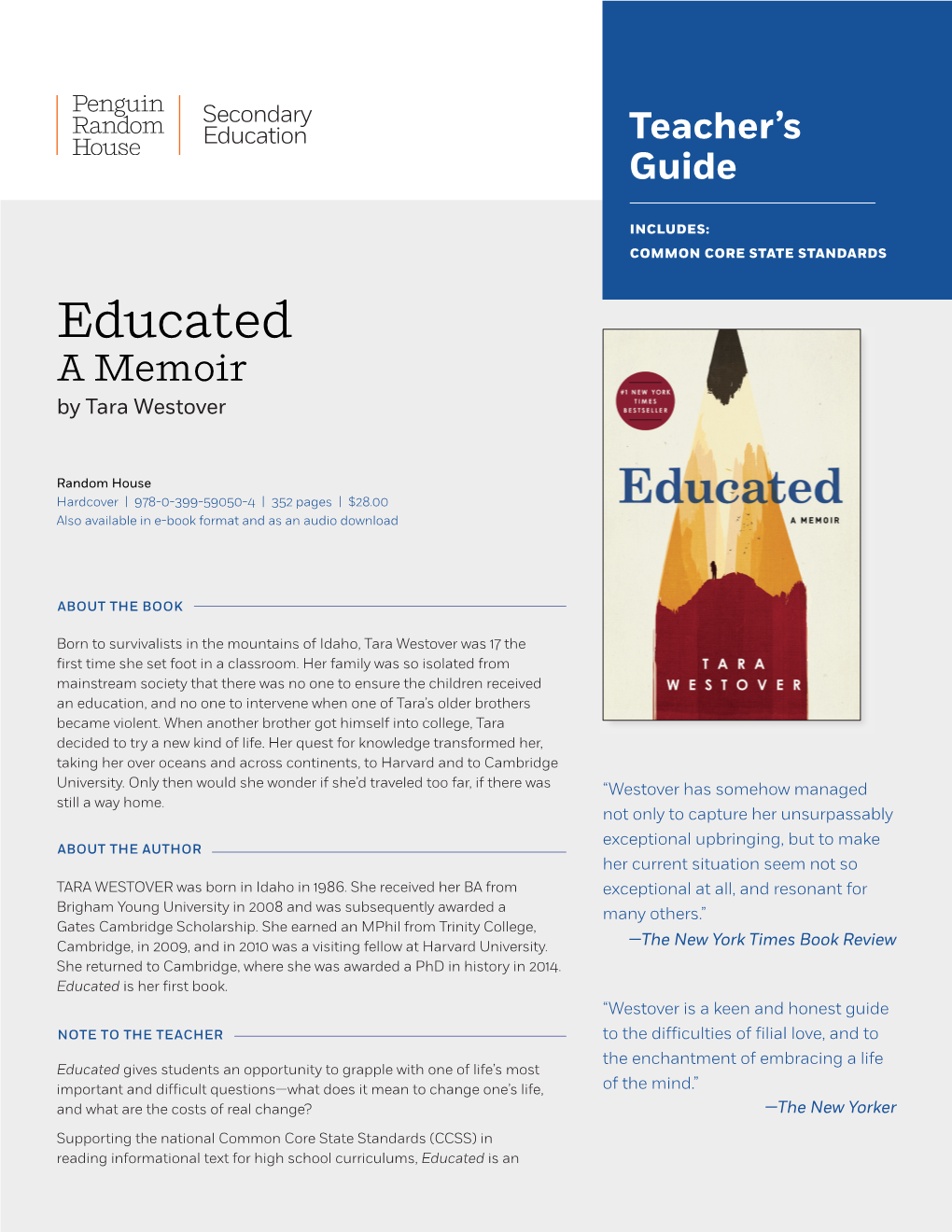 Educated a Memoir by Tara Westover