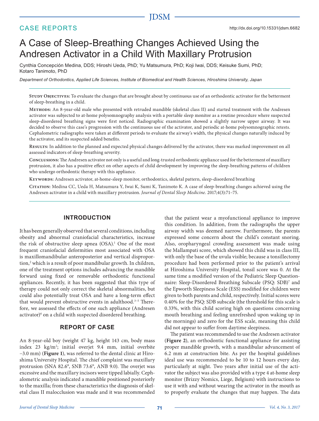 A Case of Sleep-Breathing Changes Achieved Using the Andresen