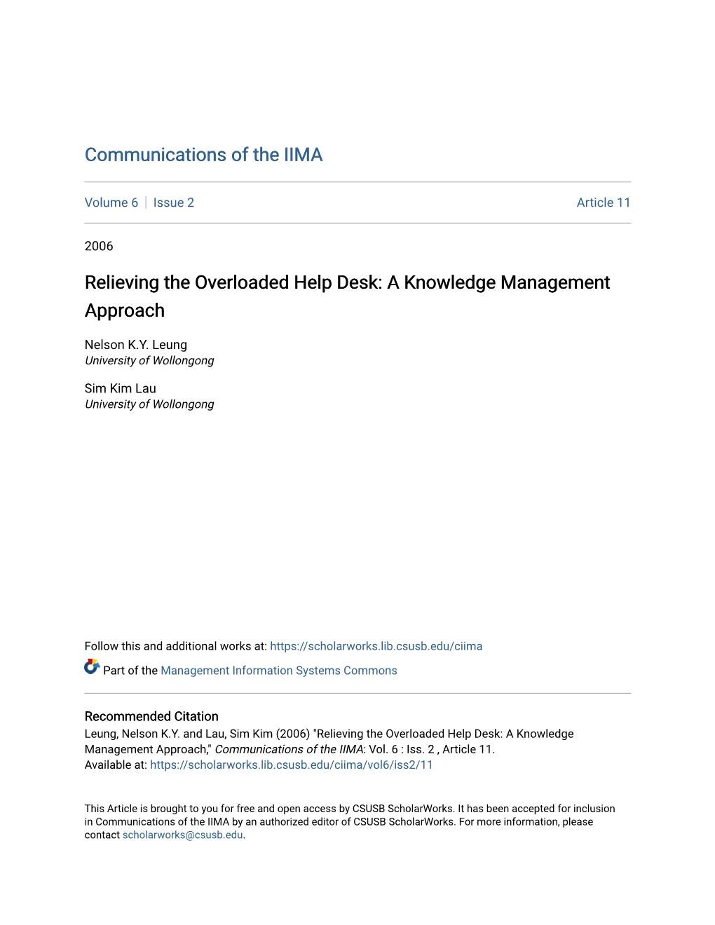 Relieving the Overloaded Help Desk: a Knowledge Management Approach