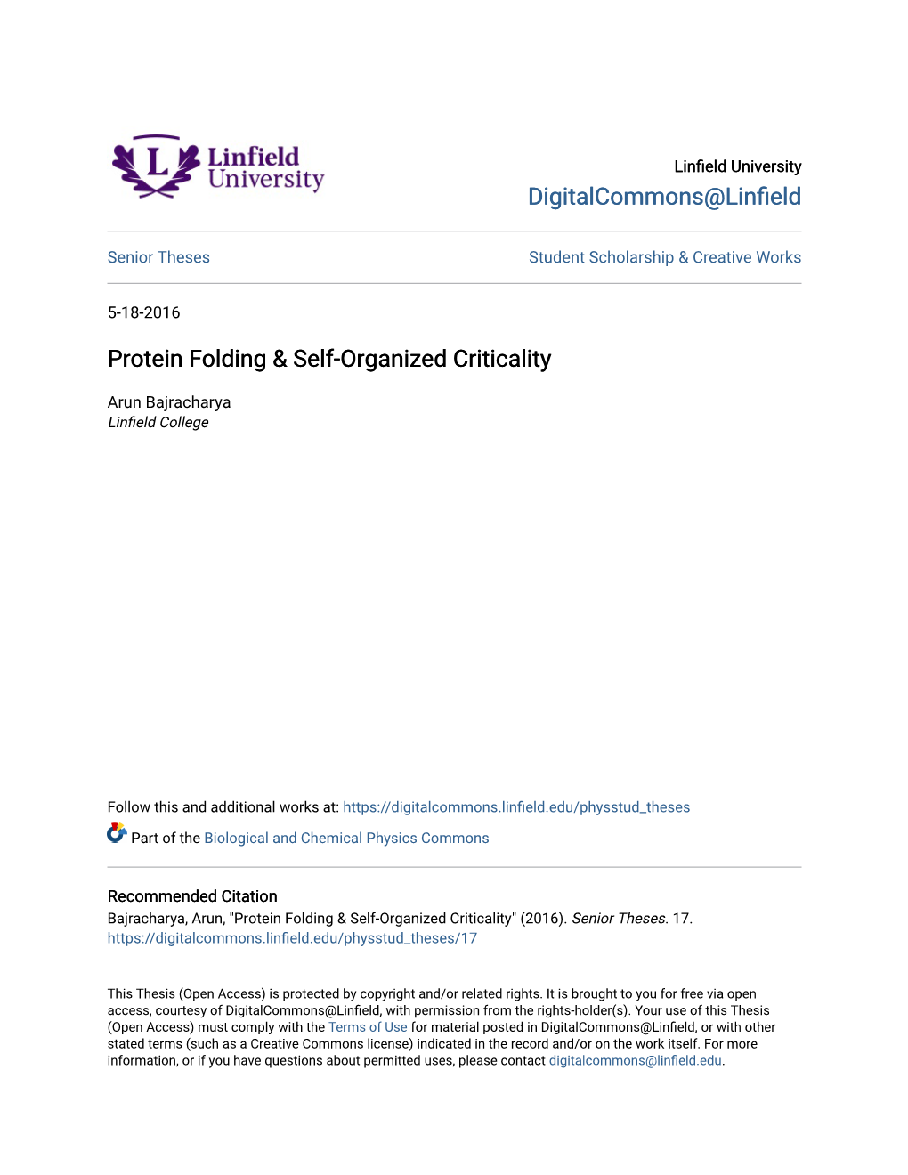 Protein Folding & Self-Organized Criticality