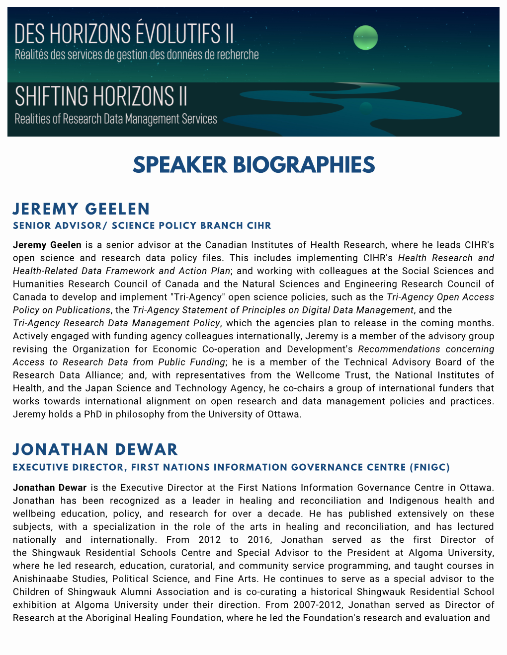 Speaker Bios