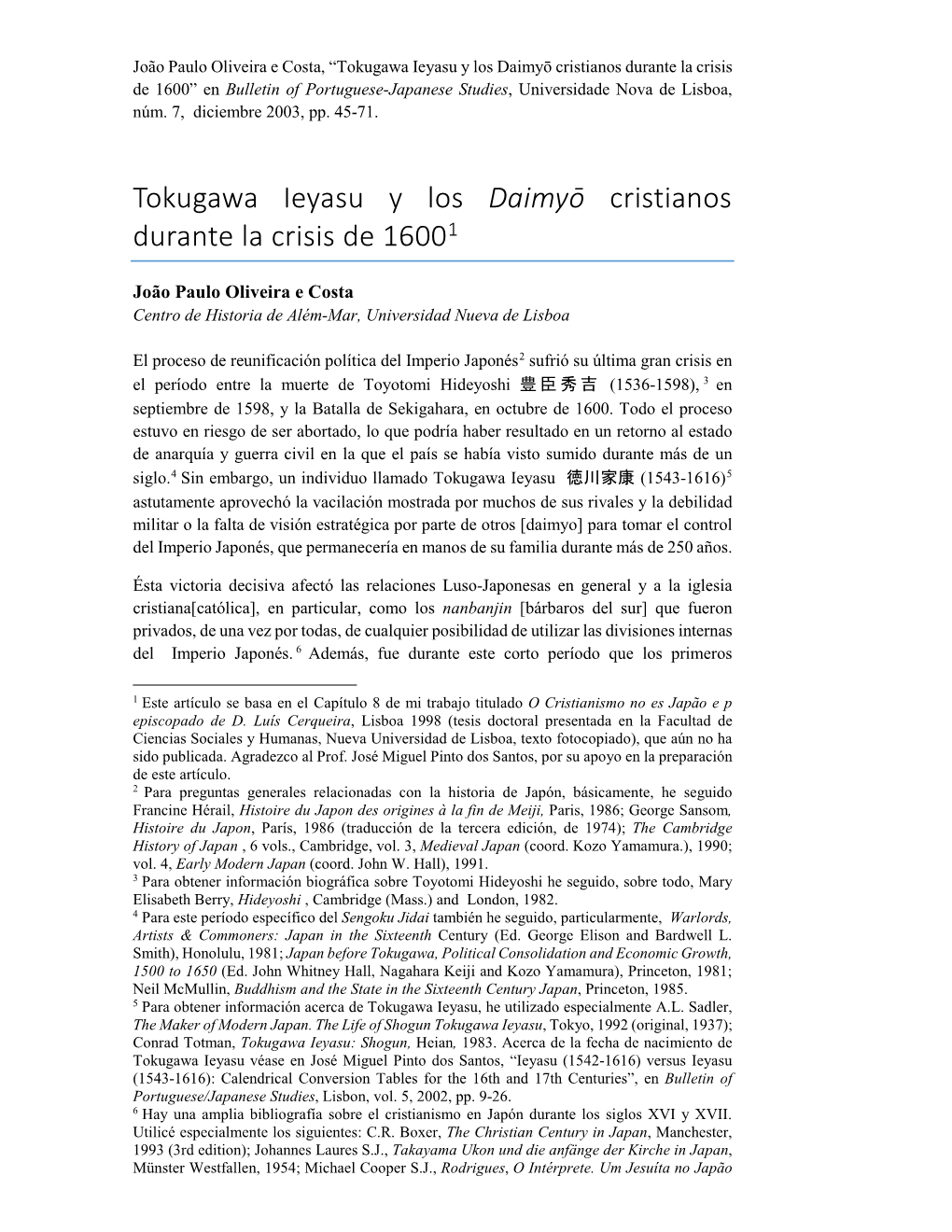 Tokugawa Ieyasu Y Los Daimyō Cristianos Durante La Crisis De 16001