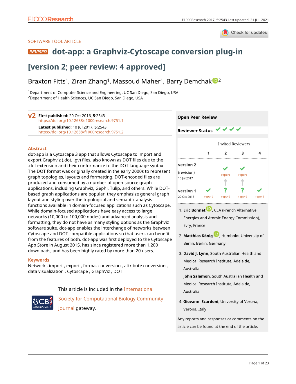 Dot-App: a Graphviz-Cytoscape Conversion Plug-In [Version 2; Peer Review: 4 Approved]