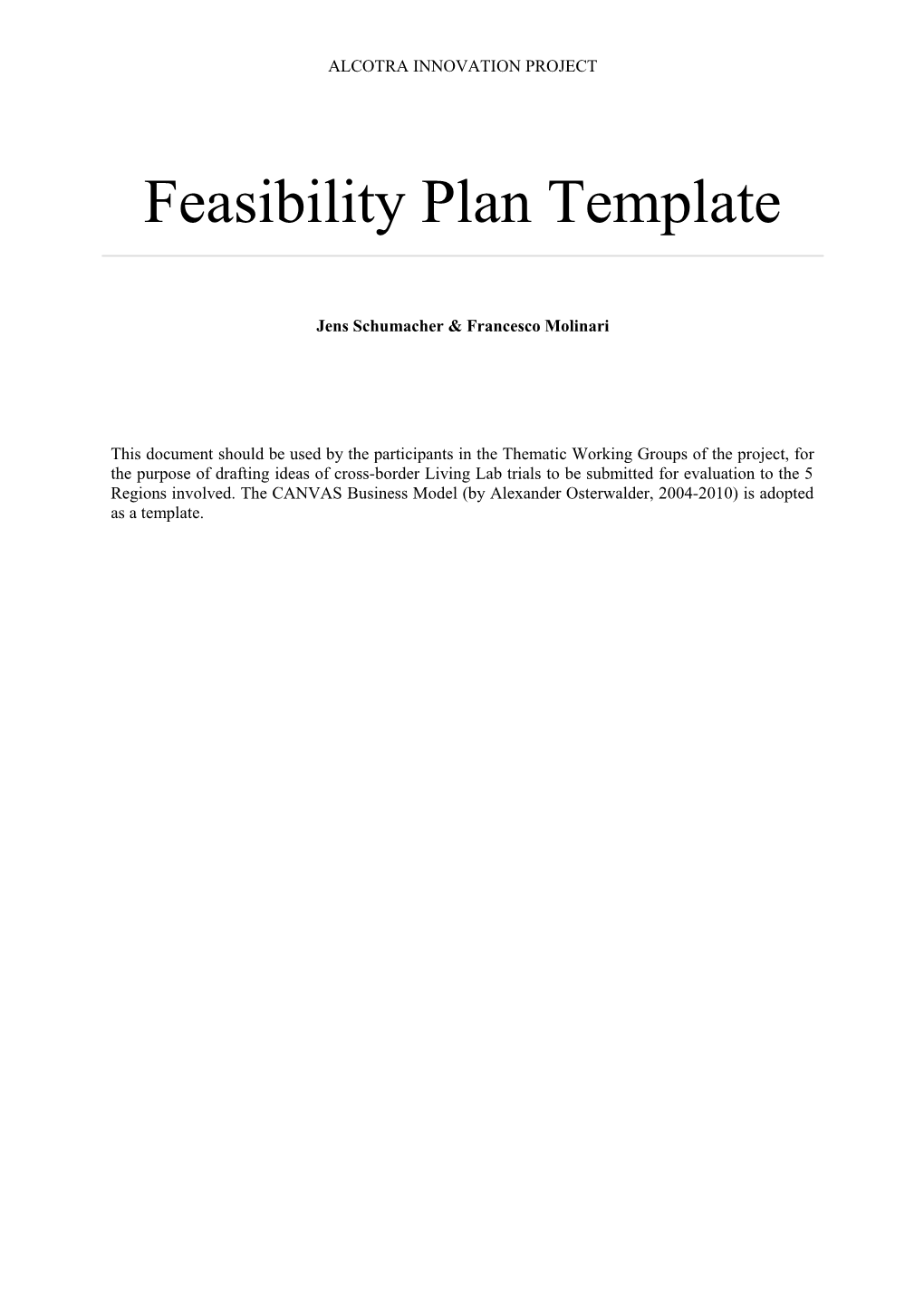 Feasibility Plan Template