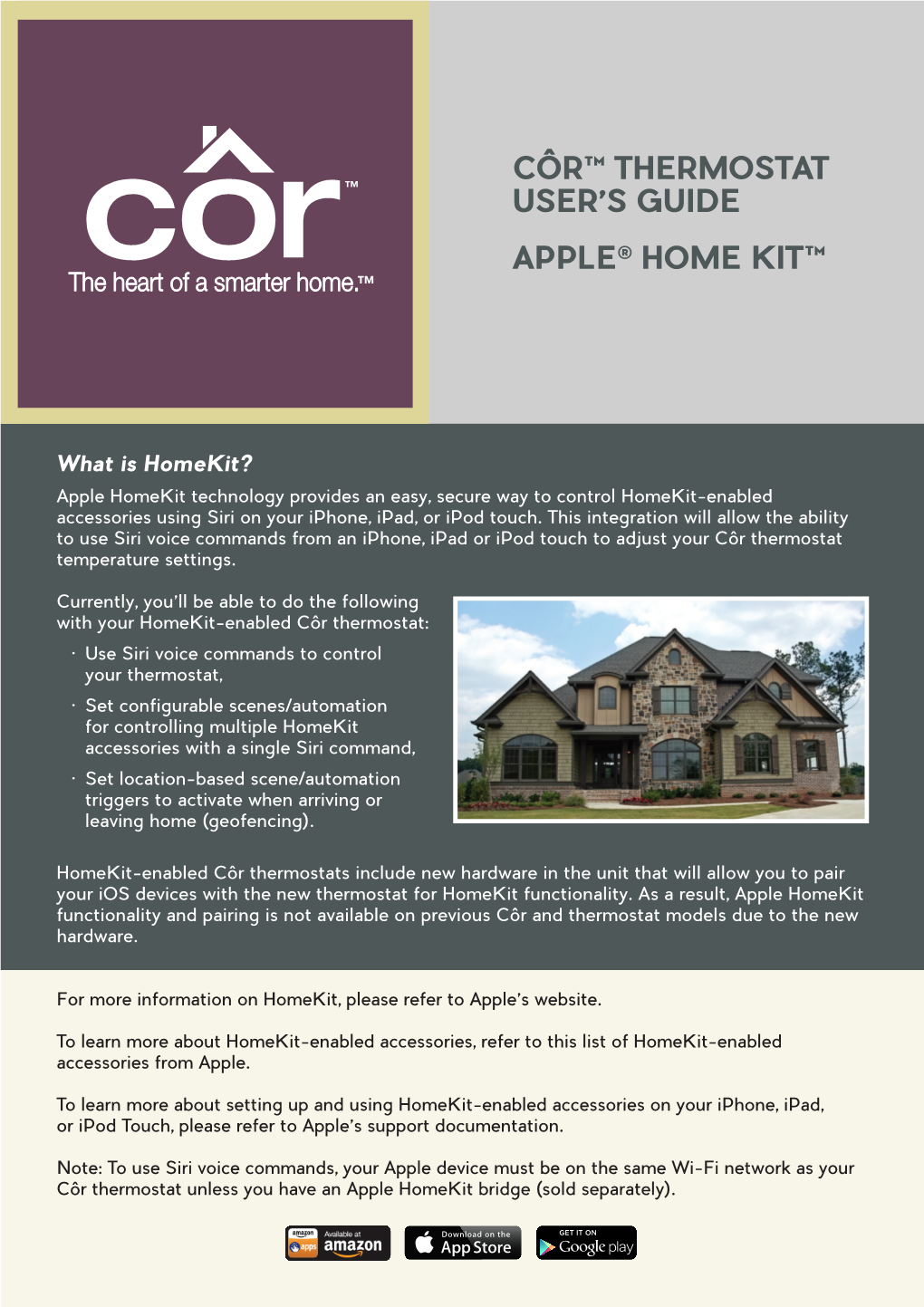 Côr™ Thermostat User's Guide Apple® Home Kit™