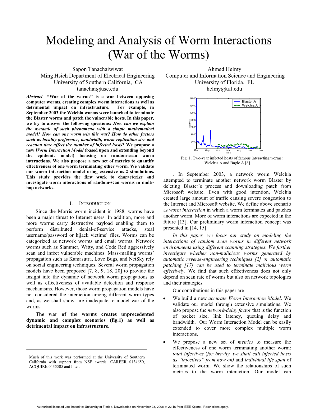 Modeling and Analysis of Worm Interactions (War of the Worms)