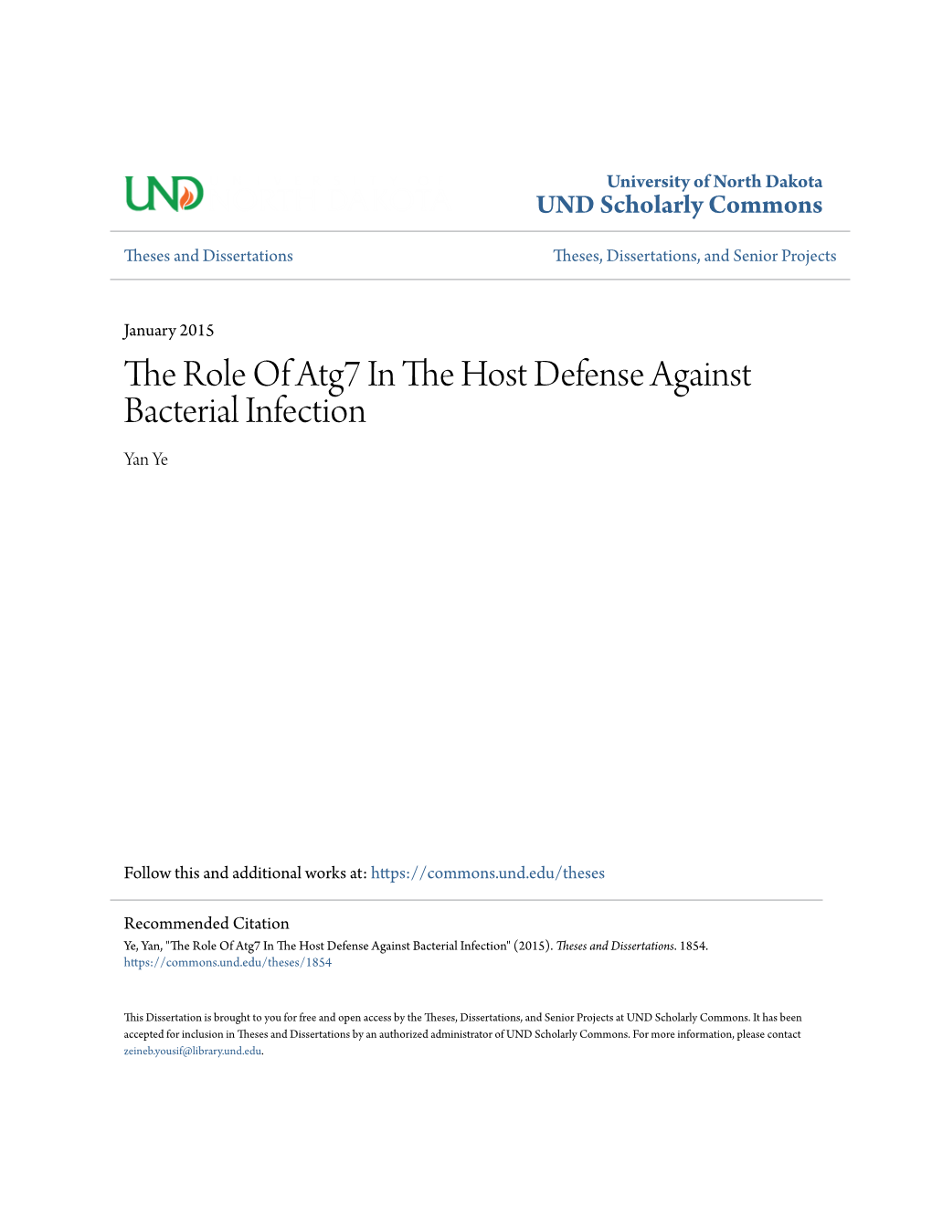 The Role of Atg7 in the Host Defense Against Bacterial Infection