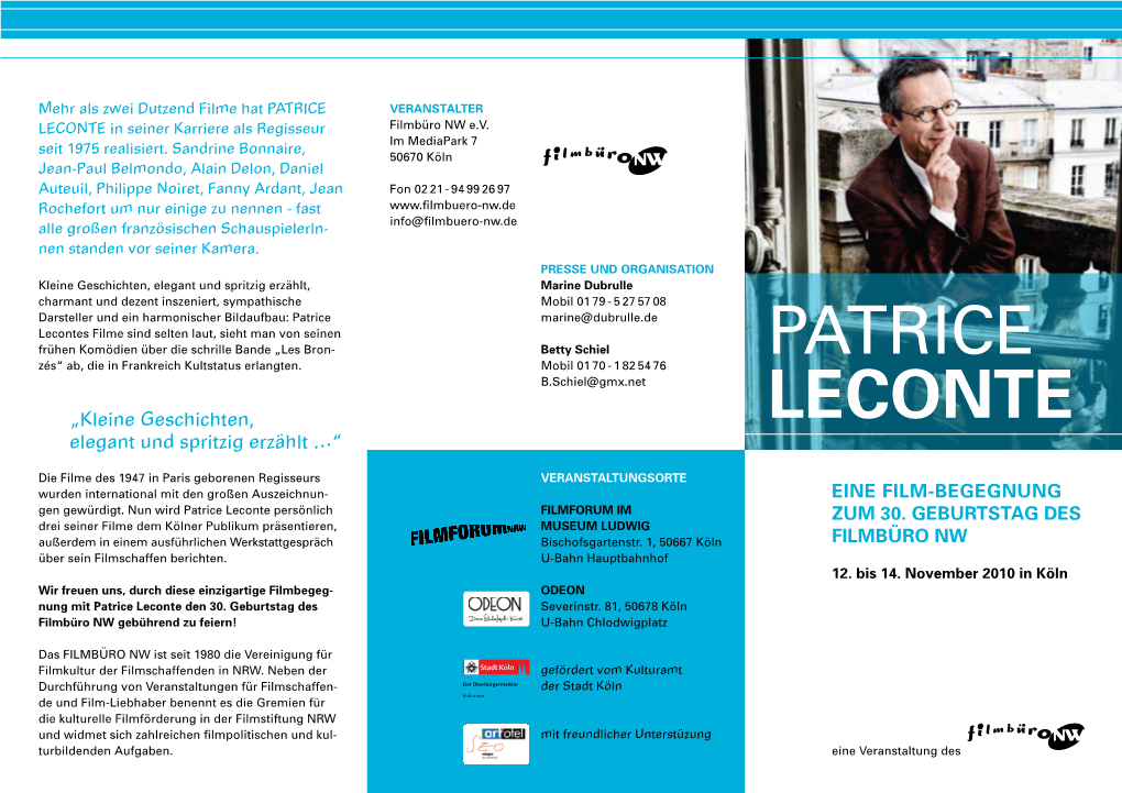 Patrice Leconte Persönlich Filmforum Im Zum 30