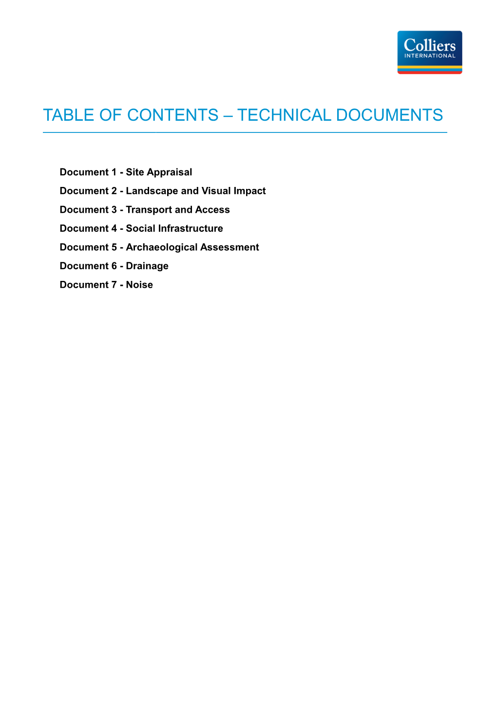 Table of Contents – Technical Documents