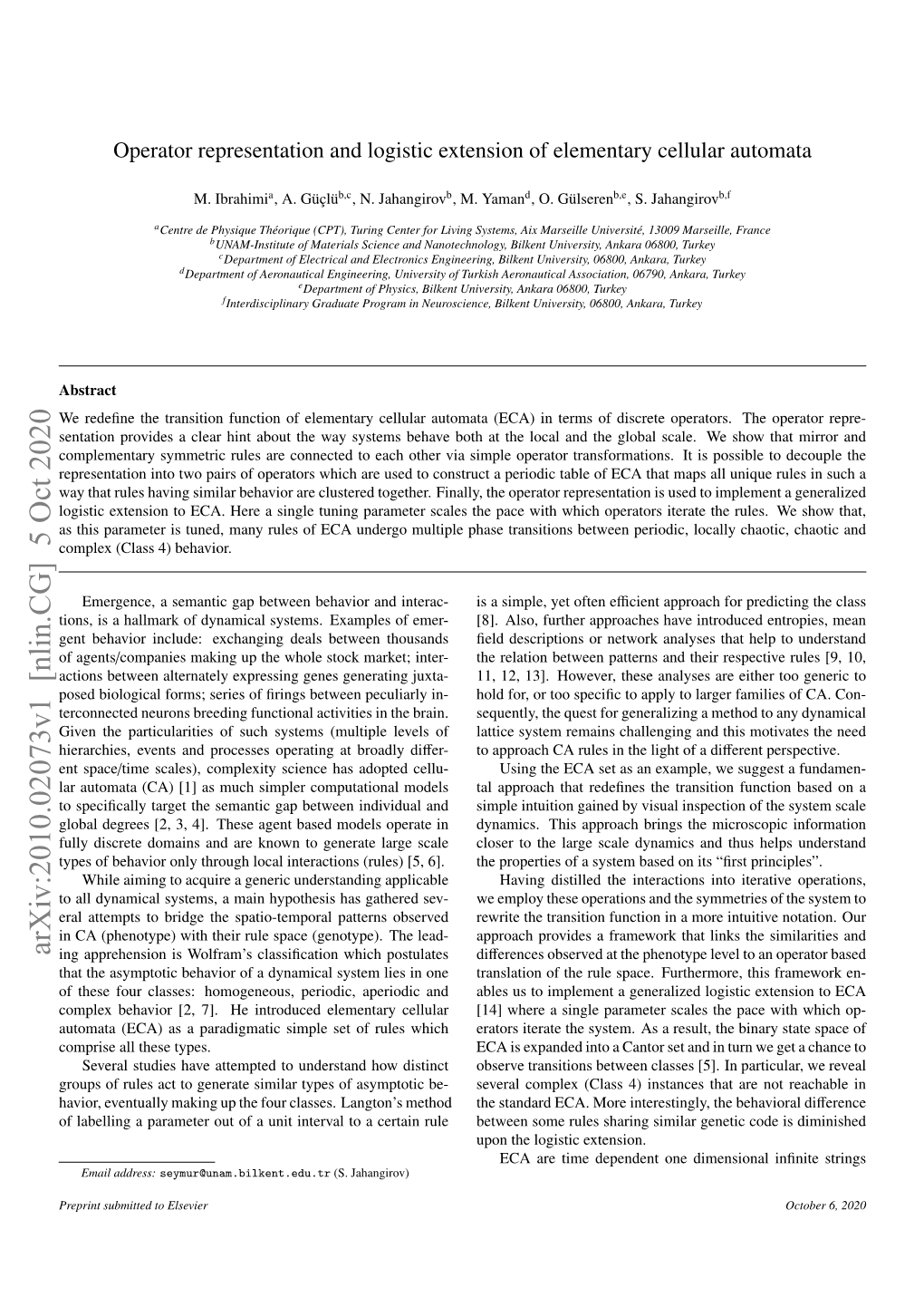 Operator Representation and Logistic Extension of Elementary Cellular Automata