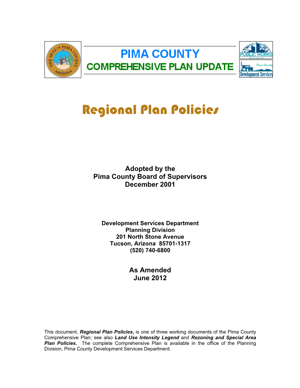 Regional Plan Policies