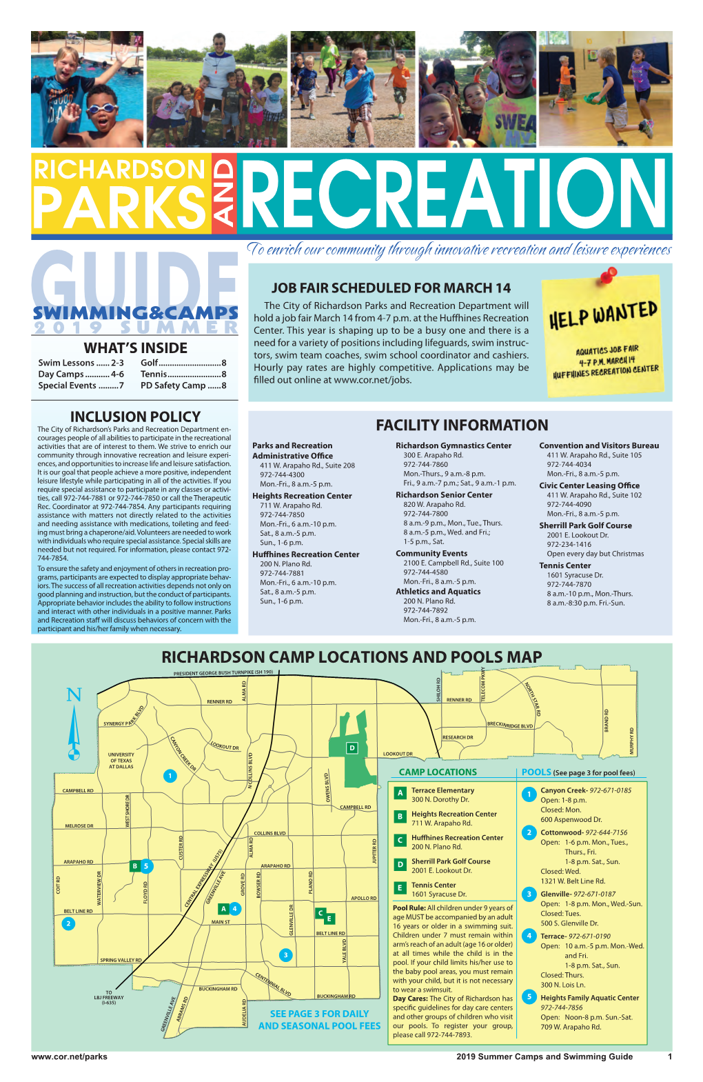 Richardson Camp Locations and Pools Map President George Bush Turnpike (Sh 190)